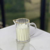 Leiteira Radial em Cristal com Fio de Ouro 290ml - Ela Decora